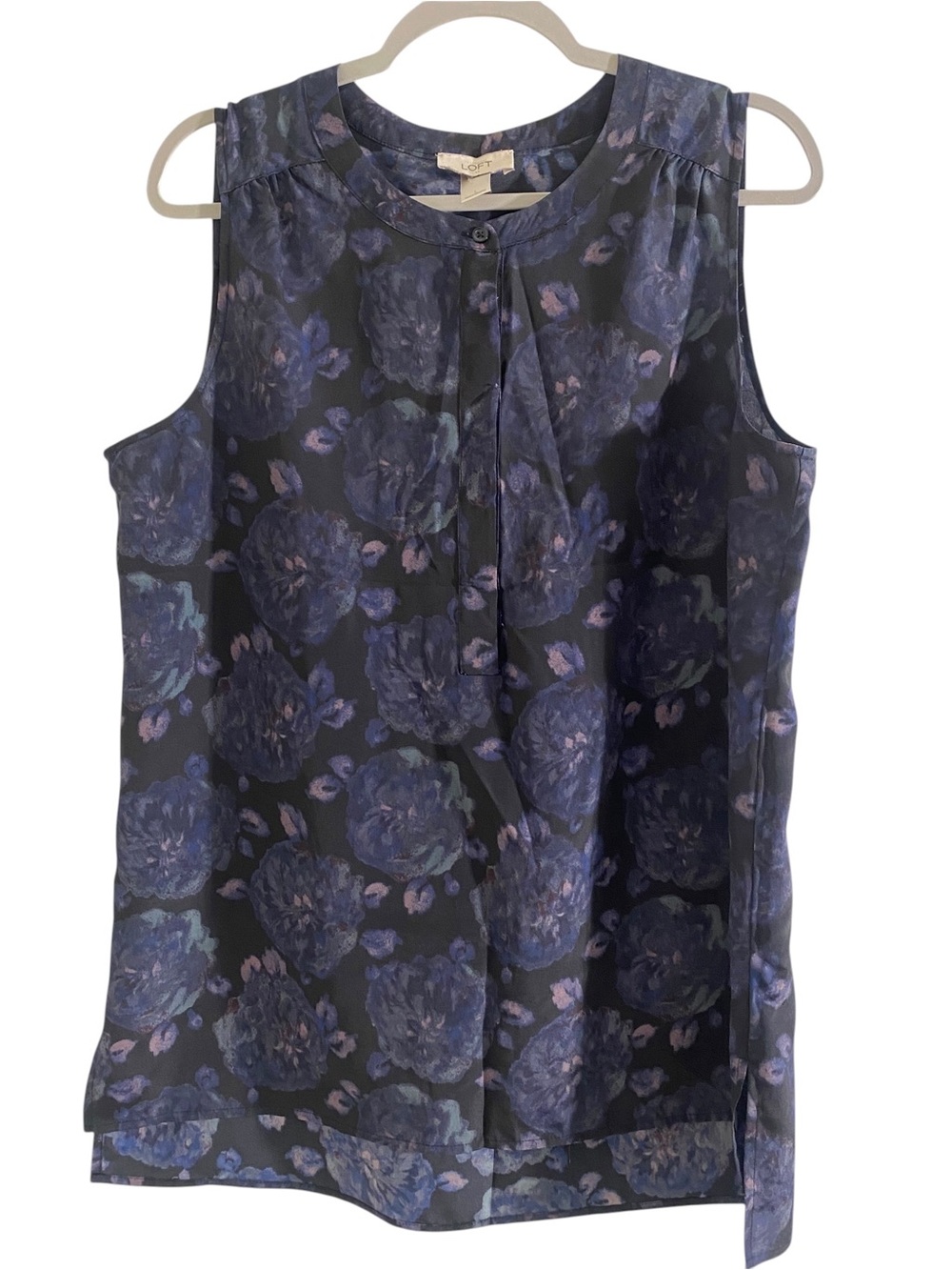 LOFT Sleeveless Floral Top - Black & Navy